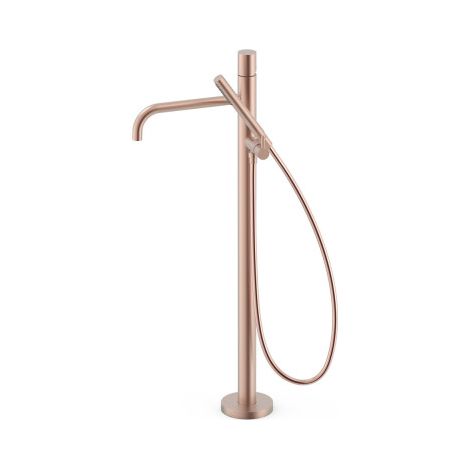 Mitigeur sur pied pour baignoire et douche1 colonne verticale Or Rose Mat 24K - TRES 26247006OPM