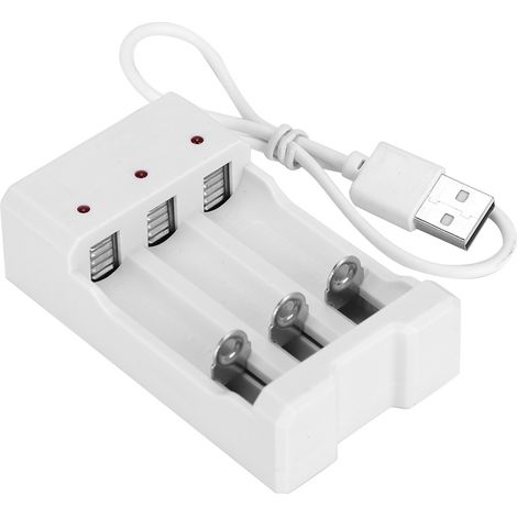 Chargeur USB 3 emplacements A03 en ABS blanc, respectueux de l'environnement, résistant aux hautes températures, pour piles AA AAA (1/4)