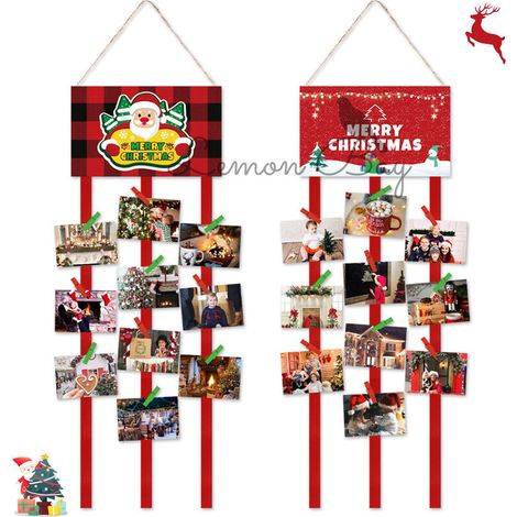 Jeffergarden Organisateur de cartes de Noël, porte-photos mural en feutre avec 40 pinces à photos, cadres, décorations de collage, cartes et loisirs créatifs en papier. (1/5)