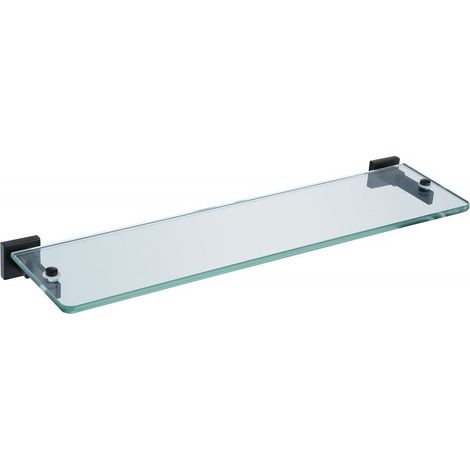 Matte Black Glass Shelf Modern With Brackets (1/2)