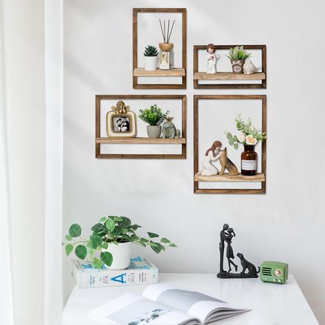 Étagère murale en bois massif pour cadres photo — Étagère murale — Rangement mural — Étagère flottante en bois massif — Décoration de salon — Élément de rangement — Présentoir mural modulable (1/4)