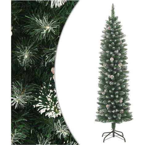 Albero di Natale Artificiale Sottile con Base 180 cm PVC