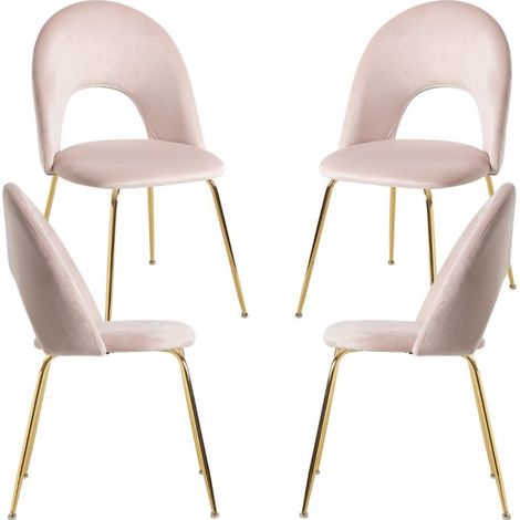 Packs Sillas Comedor - Pack 4 Sillas Dawa Gold Terciopelo - Rosa