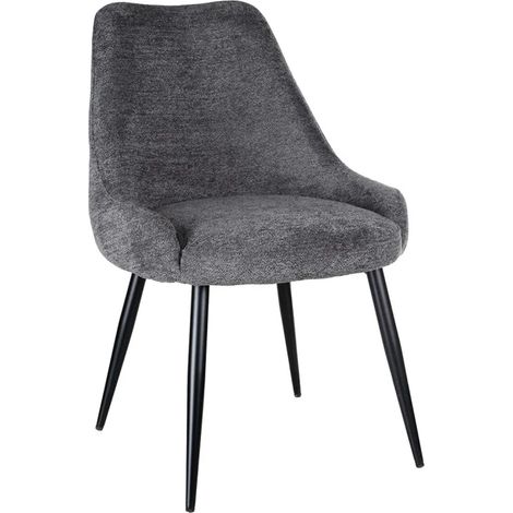Chaise en tissu doux gris anthracite et pieds métal noir – TARA (1/5)