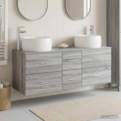 vidaXL Bathroom Furniture Set 3 pcs Grey Sonoma 49.5 x 44.5 x 66 cm (1/5)