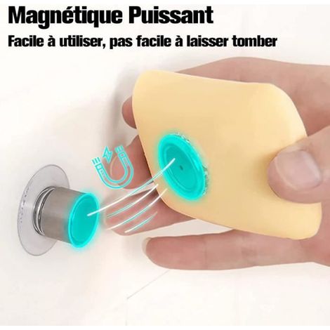 Lot de 3 Porte Savon Magique Aimanté avec Ventouse - Porte Savon Magnétique Ventouse Puissante - sans Perçage, se Fixent Facilement (1/4)