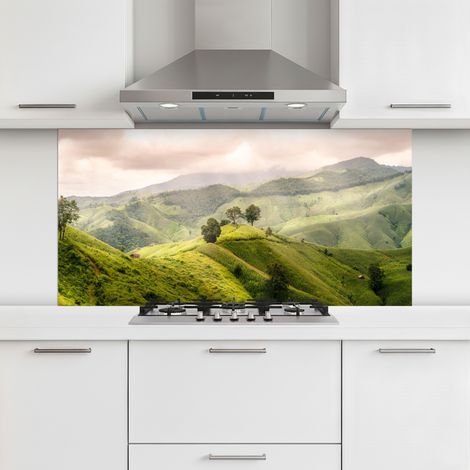 CRÉDENCE CUISINE Paysage - Collines - Vert 120x60 cm (1/5)