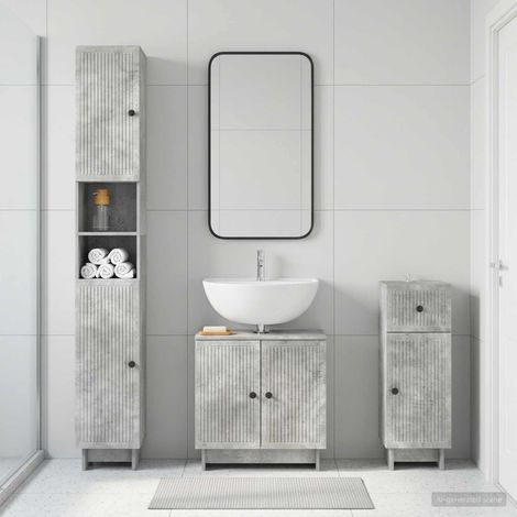 vidaXL 3 Piece Bathroom Cabinet Set EDE Concrete Grey Engineered Wood (1/5)