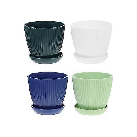 Lot de 4 pots de fleurs décoratifs en plastique pour plantes succulentes, à utiliser à l'intérieur.