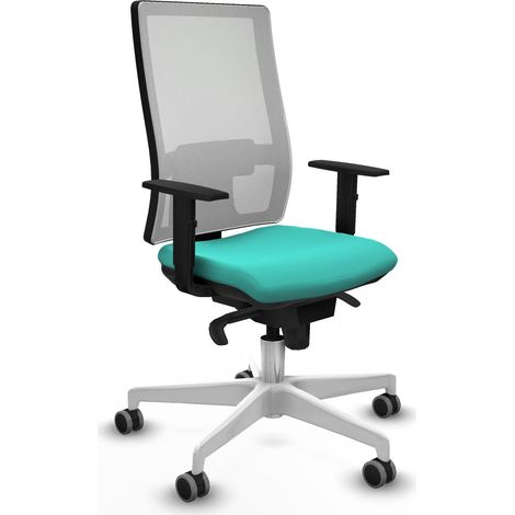 Horna sincro malla blanca similpiel turquesa brazos 1D base blanca  ruedas 65mm engomadas (1/5)