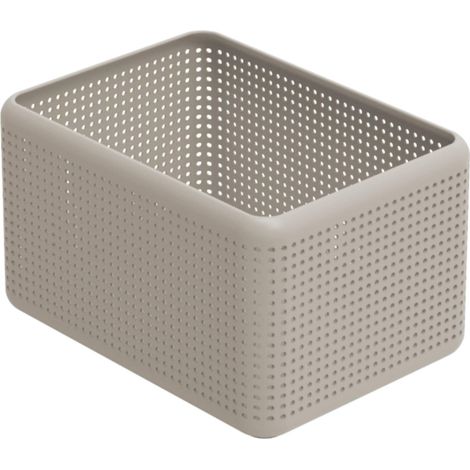 Rotho Madei Scatola di Stoccaggio, Plastica (PP Riciclato) senza BPA, Beige (Cappuccino), 13 L, 32.6 x 23.8 x 18.8 cm