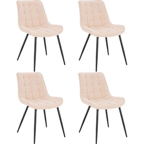 Home Deluxe - Chaise rembourrée salle à manger Cord IKALO Couleur : Beige, Quantité : 4