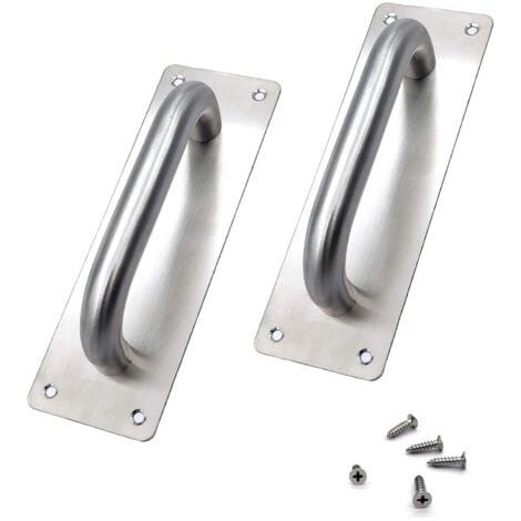 (200 x 65 mm)Poignées de porte coulissante, poignées de porte en acier inoxydable, portes coulissantes, placard, toilettes, garage, abri de jardin, poignées de porte avec plaque en métal (1/5)