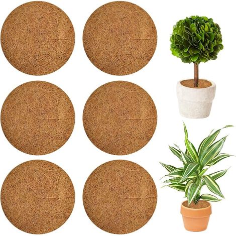Tapis de Coco Plantes, 6 Disque de Paillage Coco, Disque de Protection Plante, Plantes Protection Tapis, Protection pour Plantes en Pot Plantes, Protection d'hiver pour Plantes 20CM (1/5)