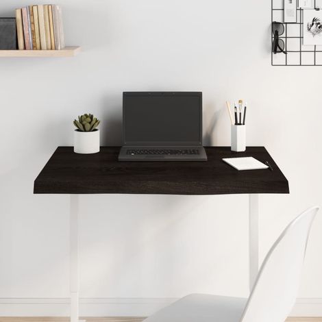 Tischplatte Dunkelbraun 80x60x(2-4)cm Massivholz Eiche