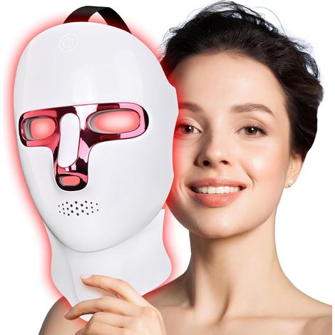 Masque de thérapie de lumière rouge pour le visage, 7 - 1 couleurs LED Light Facial Mask, sans fil, USB rechargeable, portable, soins de la peau à la maison (1/5)