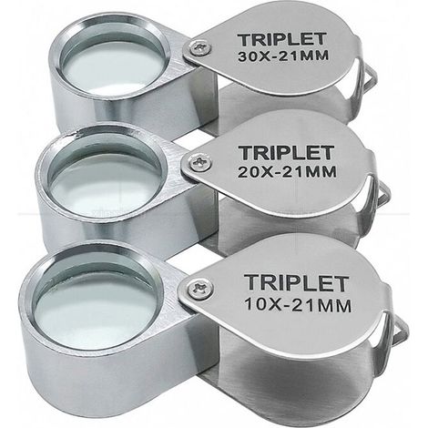 3-teilige beleuchtete Juwelierlupe, 10x, 20x und 30x, Juwelierlupe mit LED/UV, Handlupe für Detailarbeiten und Steinauswahl. (1/4)