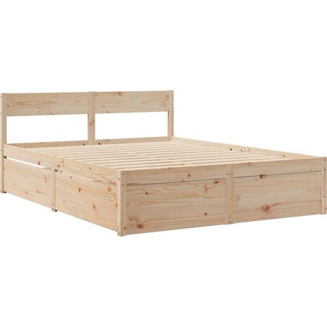 Bed Frame without Mattress 140x200 cm Solid Wood Pine vidaXL (1/4)