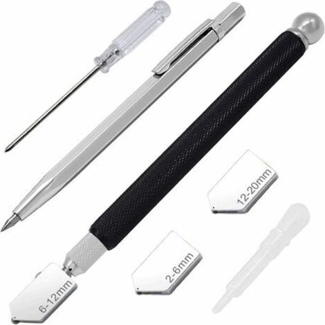 Glasschneider, Hartmetall-Glasschneider, professioneller Wolframkarbid-Glasschneider, Silber-Glasschneider, 2 – 20 mm Glasschneider (1/4)