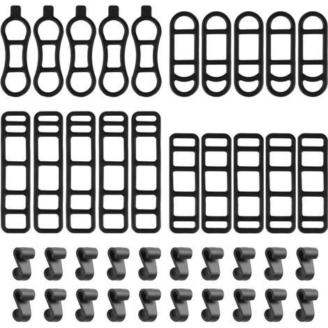 Lot de 20 bandes élastiques en silicone pour vélo - Avec petit crochet - Bandes en silicone - Pour éclairage de vélo, lampe de poche, compteur kilométrique, haut-parleur (1/5)