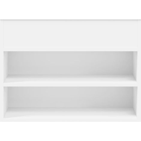Banc à chaussures bottes commode étagère meuble entrée rangement 60 x 30 x 45 cm bois d’ingénierie blanc