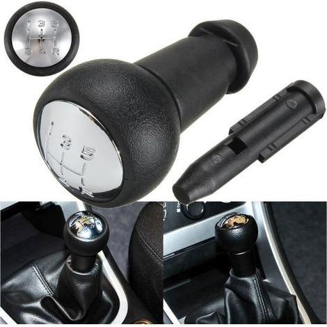 Pommeau de Changement de Vitesse - NEUFU - 5 Vitesses - Adaptateur pour Peugeot - Noir - Métal et ABS-Ywey