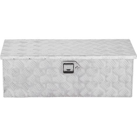 GARRYFIZH ‌Coffre de Rangement pour Plateau de Camion 64 Litres - Imperméable avec Revêtement Poudre - Portable Lourd et Argenté‌
