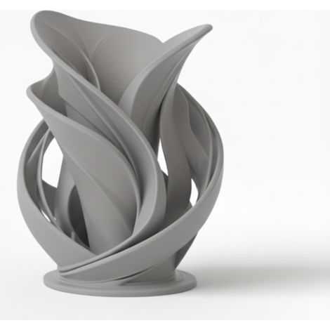 Vaso decorativo a spirale scultoreo di colore grigio per fiori secchi