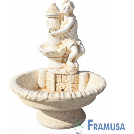 FUENTE DE PIEDRA ARTIFICIAL AFRODITA OCRE CON BOMBA PARA JARDIN (1/2)
