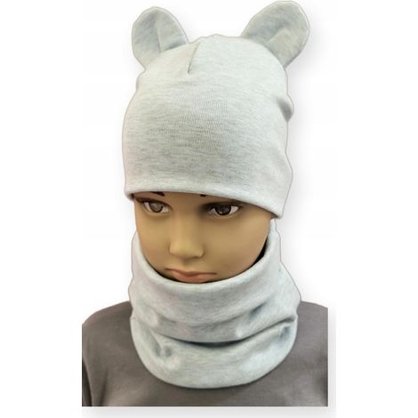 Set CAPPELLO + SCIARPA set bambini con ORECCHIE taglia 52-56 BLU MELANGE (1/3)