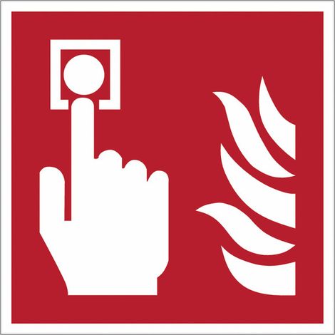 Pannello adesivo antincendio ISO 7010 “Pulsante di allarme antincendio” - F005