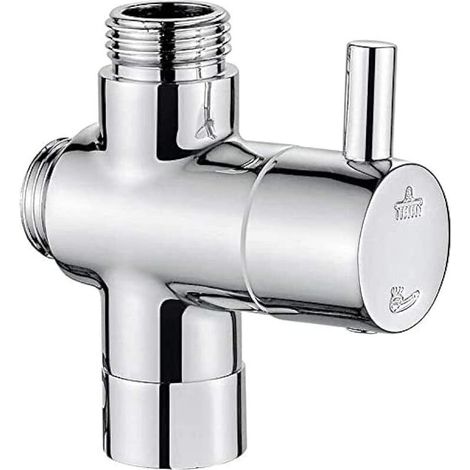 M92201 Brazo de ducha de 3 vías - Componente de válvula desviadora universal de latón para baño (G3/4) y dos salidas (G3/4 y G1/2) para ducha de mano y cabezal de ducha (1/5)