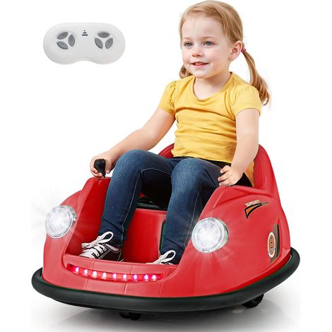 COSTWAY 12V Auto Tamponneuse Électrique Enfants avec Télécommande, Voiture Tournante Bébé 360°avec Lumières LED & Musique, Démarrage Lent, Charge 20kg pour Enfants de 2-5 Ans (Rouge) (1/5)
