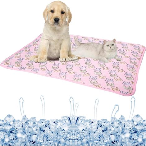 Tapis rafraîchissant en soie glacée pour animaux de compagnie, tapis en bambou frais pour l'été, tapis respirant (rose, 7050cm) (1/5)