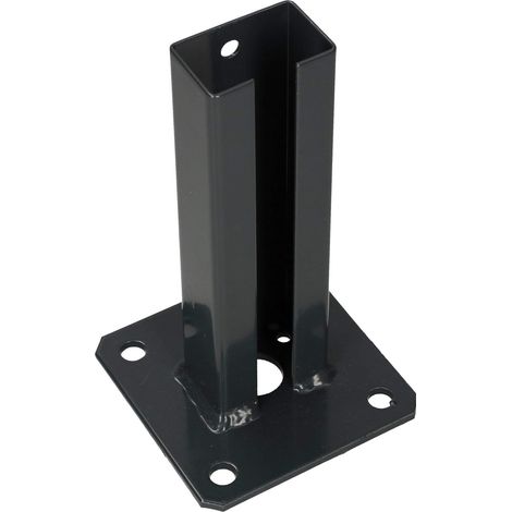 KOTARBAU Support de poteau 60 x 40 mm - Double tige - Double poteau - Plaque de cheville - Ancrage de poteau - Revêtement par pulvérisation - Gris foncé (1/5)