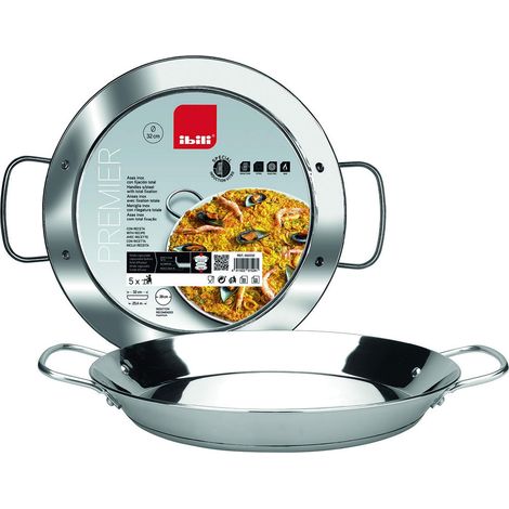 IBILI, Padella per paella premier, 36 cm, acciaio inox, 7 porzioni, adatta ai piani a induzione. (1/4)