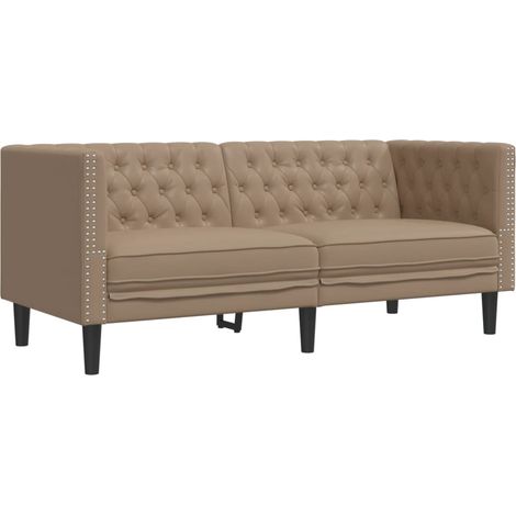 Canapé  Sofa à 2 places Chesterfield cappuccino similicuir