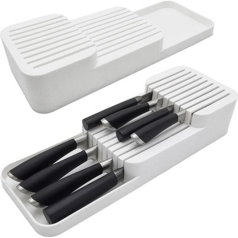 Organizzatore per coltelli da cassetto, bianco, 39x14,5x7,5 cm (1/5)