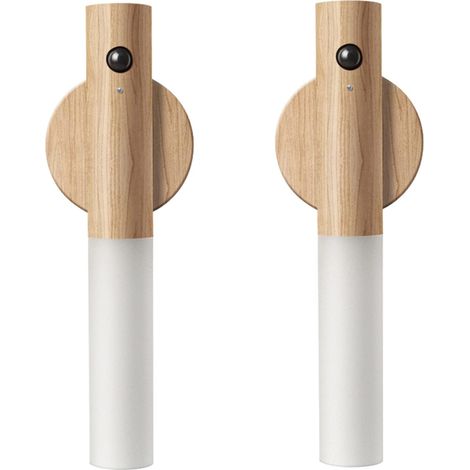 Lot de 2 veilleuses magnétiques à détecteur de mouvement - Éclairage LED rechargeable - Éclairage portable pour escalier - Fonctionne avec piles (1/5)