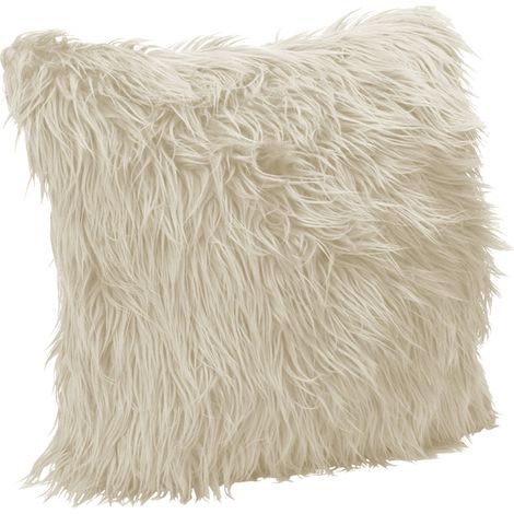 Federa Cuscino Decorativo A Pelo Lungo Pelliccia Morbida Sintetica 45x45 con Zip Beige (1/3)
