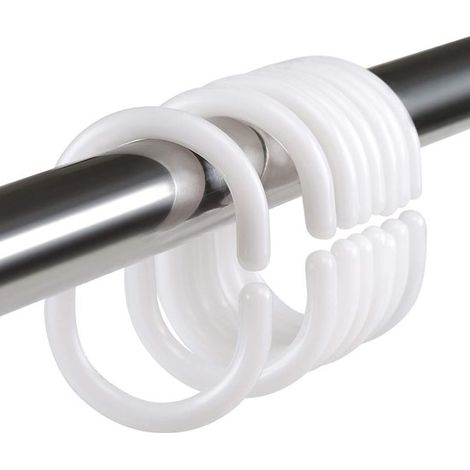 24-teiliges Set – Duschvorhangschienen – Duschvorhanghaken – Gardinenstangenhaken – Kunststoff-Gardinenhaken – Gardinenhaken – Weiß (1/5)