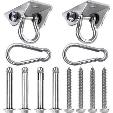 Heavy Duty Ceiling Hook (2 Pack) - Stainless Steel Rotating Ceiling Hook with Screws (Concrete/Wood) - 450kg Load for Chair, Hammock, Swings and Punching Bag