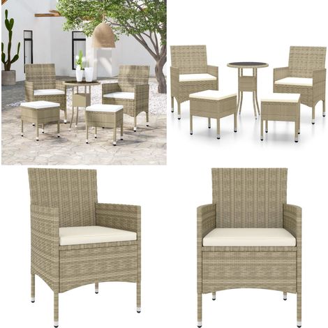 5-tlg. Garten-Lounge-Set Poly Rattan Beige - Gartensofa - Loungesessel - Gartenmöbeln - Outdoor Möbel - Rattan Möbel - Home & Living (1/5)