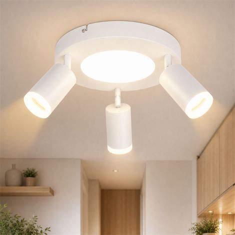 GBLY Deckenleuchte LED Deckenspot 3 Flammig - Deckenstrahler Weiß GU10 Deckenlampe 3000k Küchenlampe 20W Schwenkbar Flurlampe Metall für Schlafzimmer Büro