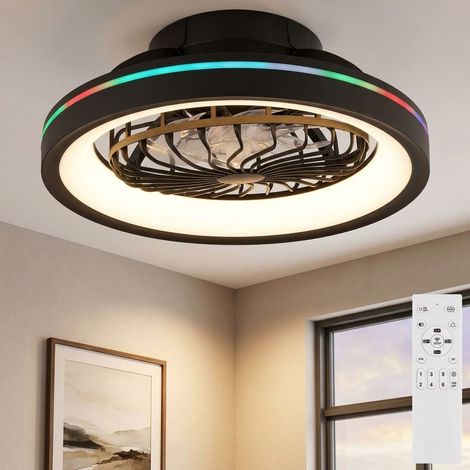 Deckenlampe Ventilator Raumlüfter Kühler Wohnzimmerleuchte, CCT 2700-6500K RGB LED Fernbedienung dimmbar Memory-Funktion Timer Nachtlicht, D 48 cm (1/5)
