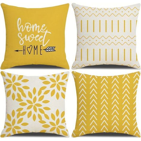 JSSEVN-Housse Coussin 40x40 Lot de 4 Décoratif Canapé Taie d'oreiller Decoration Canapé Housses Coussin en Lin d'extérieur Taie Oreiller Décoratio