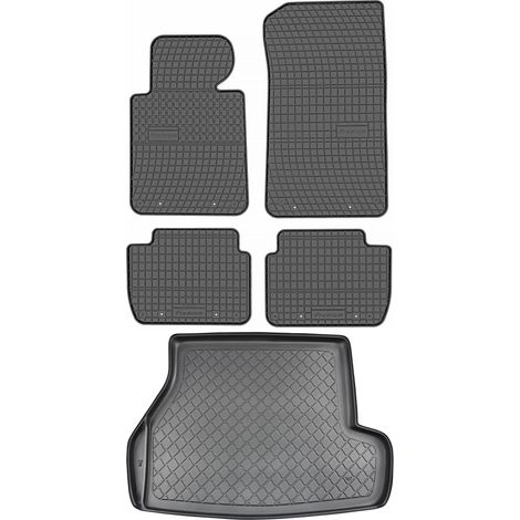 BMW Serie 3 E46 Familiar de 1998-2005, JUEGO - Alfombrillas de goma para coche + alfombrilla para maletero (1/5)
