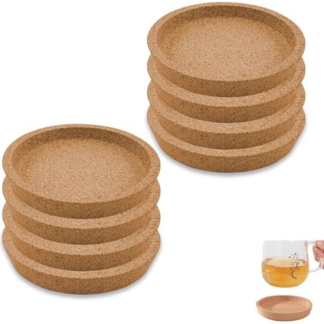 dessous de verre ronds en liège avec rebord, isolants, surface absorbante, structure réutilisable, pour maison, bureau, restaurant, cuisine, bar (1/4)