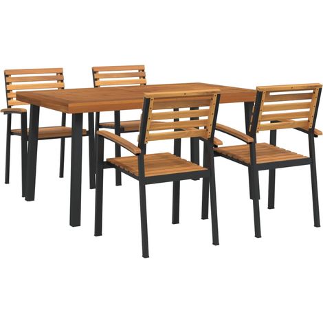 Maison Exclusive - 5-tlg. Garten-Essgruppe Massivholz Akazie und