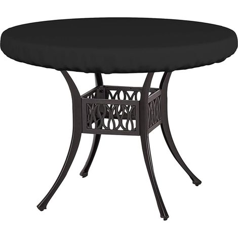 Runde Gartentischabdeckungen, 92 x 10 cm, wasserdicht, strapazierfähiges Oxford-Gewebe, UV-beständig, für Terrasse, Schwarz